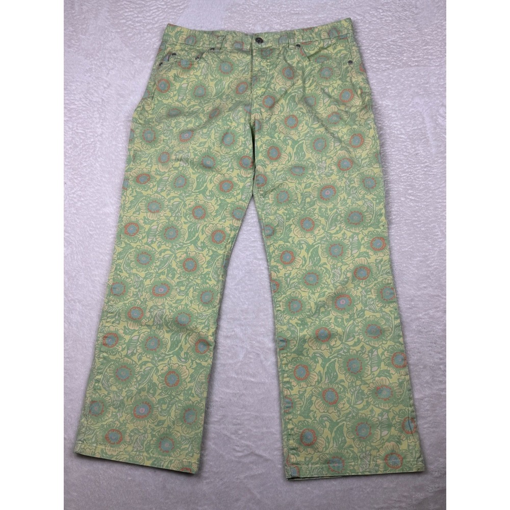 SO Blue Sigrid Olsen Size 12 Floral Print Pants Colorful Casual‎ Pants Boho
